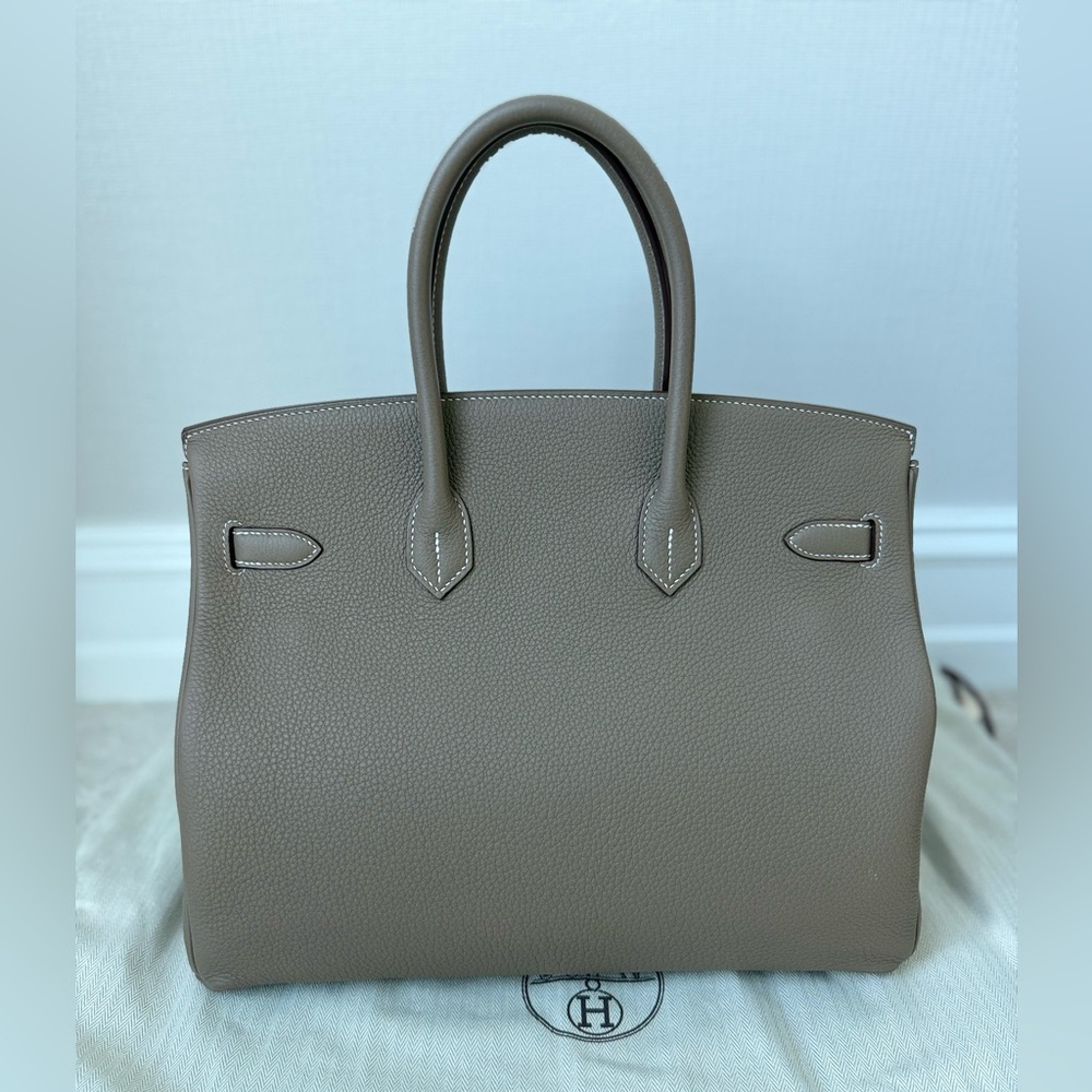 NEW Hermes Birkin 35 Ètoupe Togo Leather bag with Palladium Hardware,stampW 2024 - Picture 6 of 17